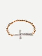 Romwe Silver Beads Cross Rhinestone Bracelet