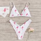 Romwe Flamingos Print Triangle Bikini Set