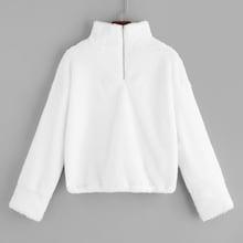 Romwe Quarter Zip Solid Sweatshirt