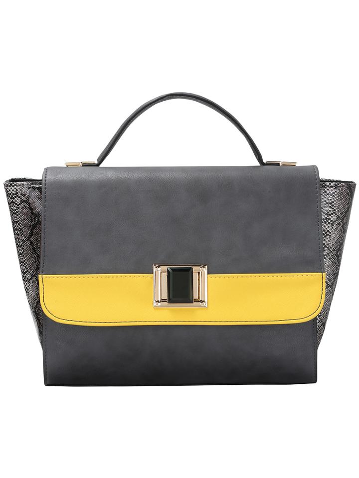 Romwe Grey Pu Double Crossbody Bag With Detachable Straps