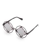 Romwe Square Lens Cutout Detail Sunglasses