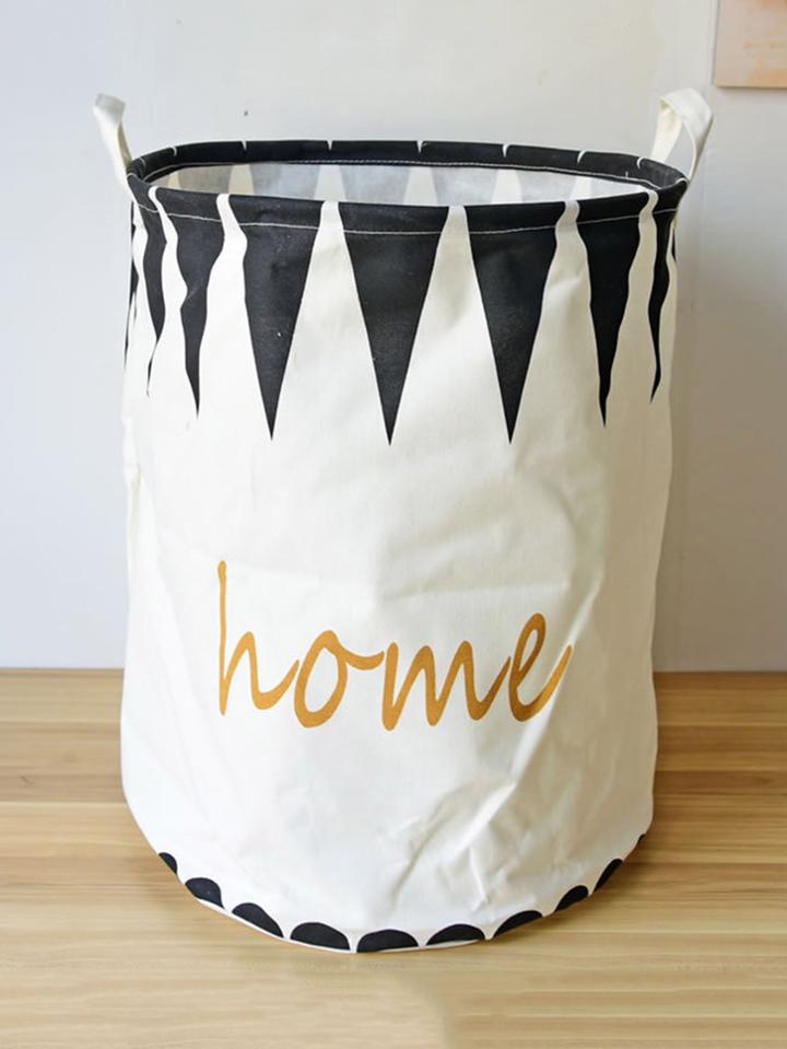 Romwe Triangle & Scallop Print Bucket Organizer