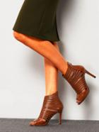 Romwe Brown Peep Toe High Stiletto Heel Caged Shoes