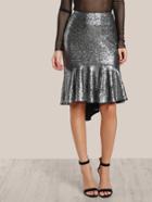 Romwe Sequin Trumpet Skirt