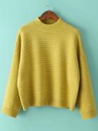 Romwe Mock Neck Dolman Green Sweater