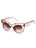 Romwe Brown Clear Frame Gold Trim Cat Eye Sunglasses