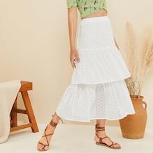 Romwe Layered Ruffle Hem Polka Dot Schiffy Skirt