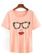 Romwe Sunglasses & Lip Print T-shirt
