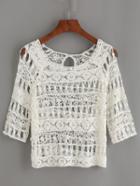 Romwe White Hollow Out Crochet Top