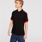 Romwe Guys Maple Leaf Tape Patched Sleeve Polo Shirt