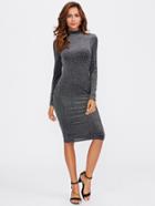 Romwe High Neck Glitter Form Fitting Dress