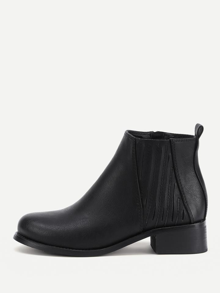 Romwe Side Zipper Pu Ankle Boots