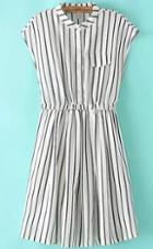 Romwe With Pocket Vertical Striped Dress
