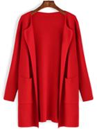 Romwe Pockets Long Red Coat