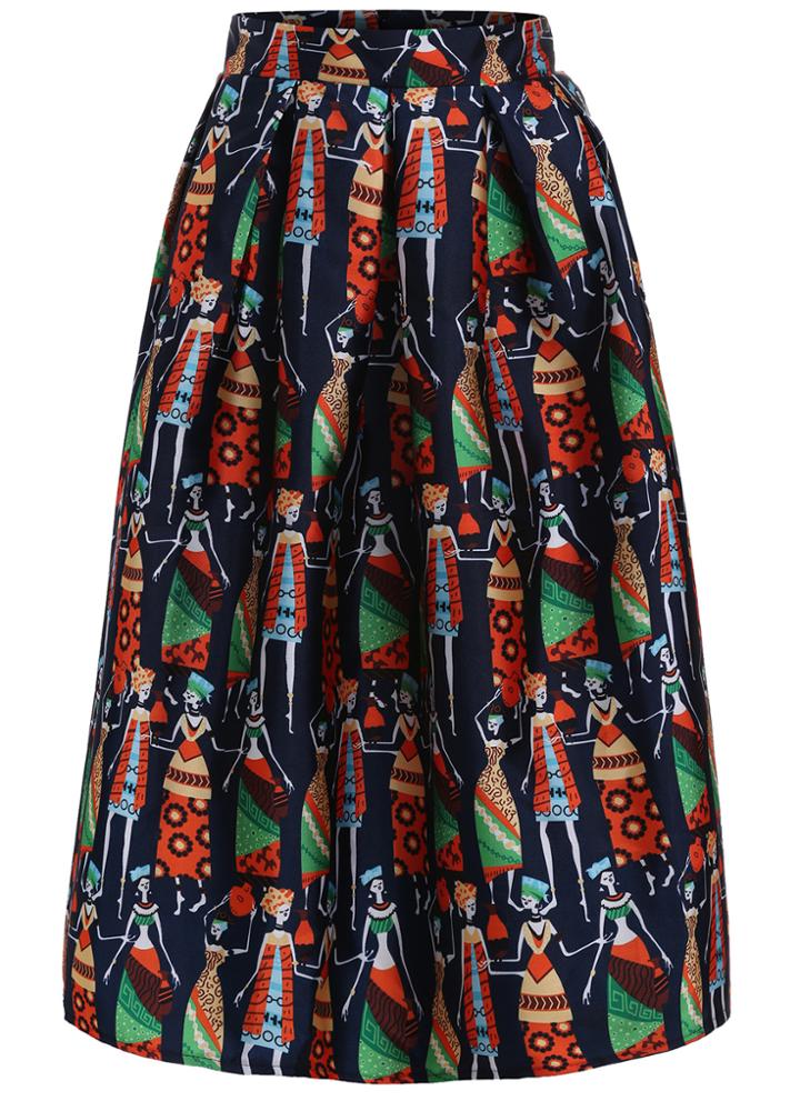 Romwe With Zipper Cartoon Print Skirt