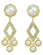 Romwe Hot Sale Elegant Style Gold Plated Imitation Pearl Hanging Earrings