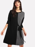 Romwe Color Block Tie Side Dress