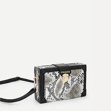 Romwe Push Lock Snakeskin Print Box Bag
