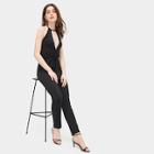 Romwe Deep V-neck Halter Jumpsuit