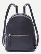 Romwe Black Floral Side Zip Front Pu Backpack
