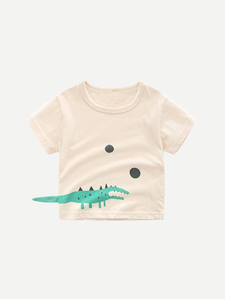 Romwe Cartoon Crocodile Little Tail Tee