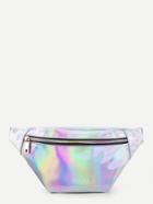 Romwe Iridescent Fanny Pack With Skinny Belt