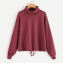 Romwe Drop Shoulder High Neck Sweatshirt