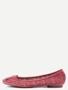 Romwe Faux Leather Bow Tie Ballet Flats - Pink