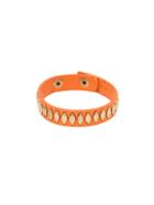 Romwe Orange Pu Metal Studded Attached Bracelet