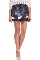 Romwe Angel Print Galaxy Skirt