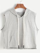 Romwe Drawstring Pockets Hooded Tank Top