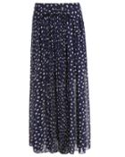 Romwe With Zipper Flower Print Chiffon Pleated Skirt