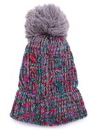 Romwe Multicolor Cable Knit Pom Pom Bobble Hat