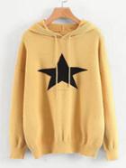 Romwe Star Pattern Hooded Sweater