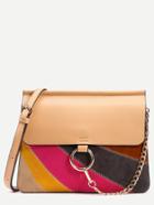 Romwe Apricot Ring Chain Closure Patchwork Bag