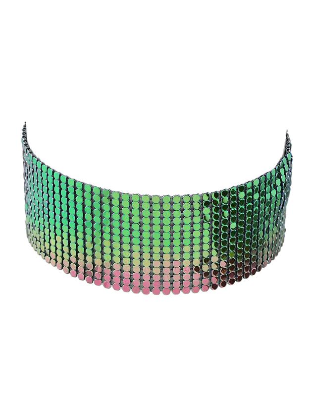Romwe Colorful Hip Hop Style Wide Choker Party Necklace