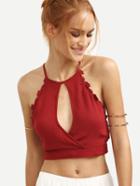 Romwe Criss Cross Back Keyhole Front Cami Top