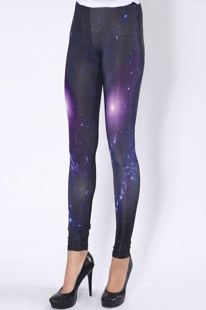 Romwe Sporadic Star Print Leggings