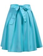 Romwe With Zipper Bow Flare Skirt