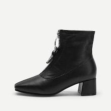 Romwe Ring Decor Front Zipper Boots