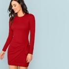Romwe Knotted Wrap Front Fitted Dress