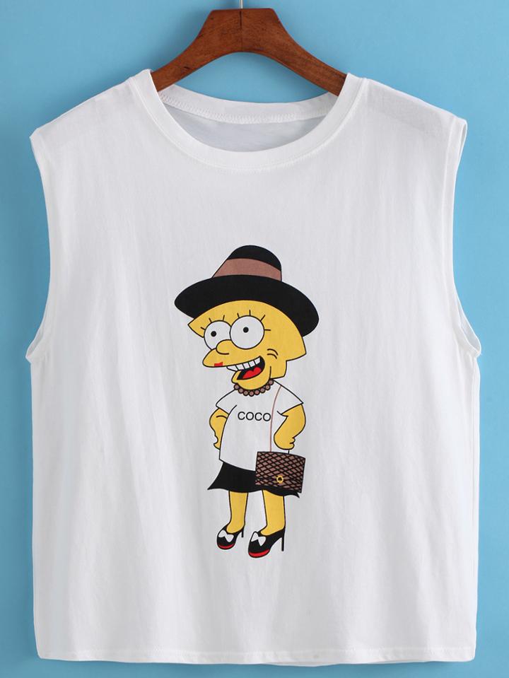 Romwe Simpson Print Tank Top