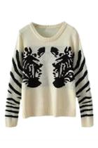 Romwe Two Zebras Knitted Jumper