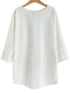 Romwe Contrast Lace Plus White T-shirt