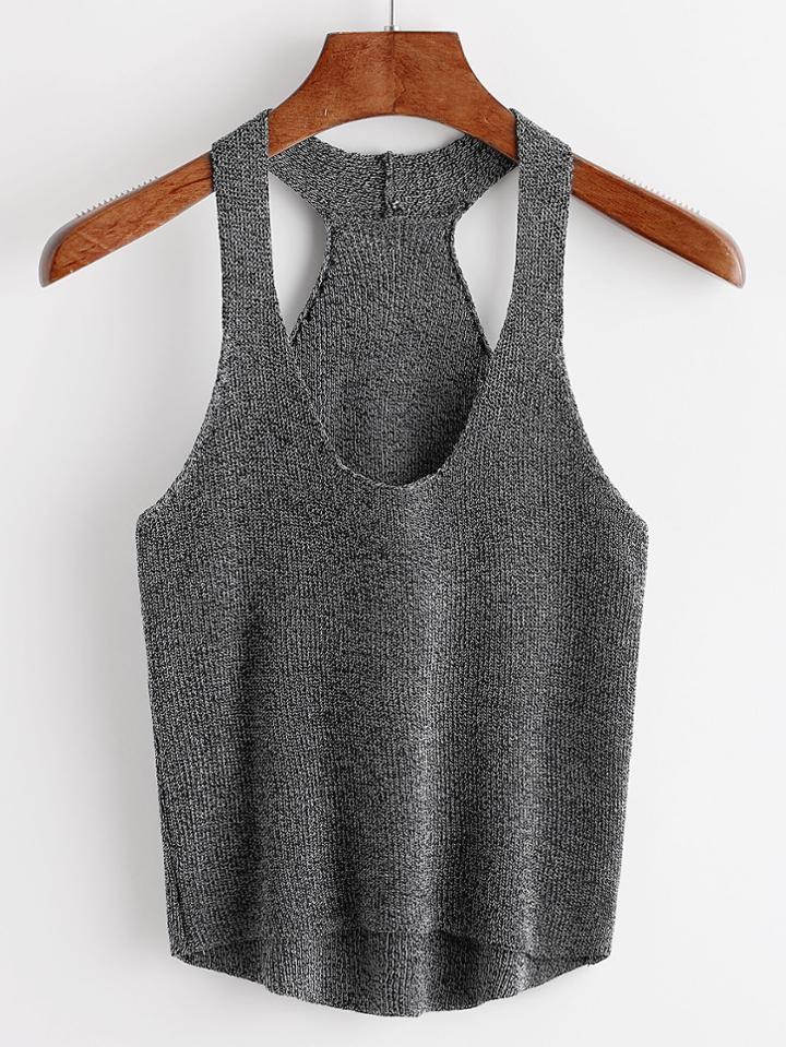 Romwe Grey High Low Tank Top