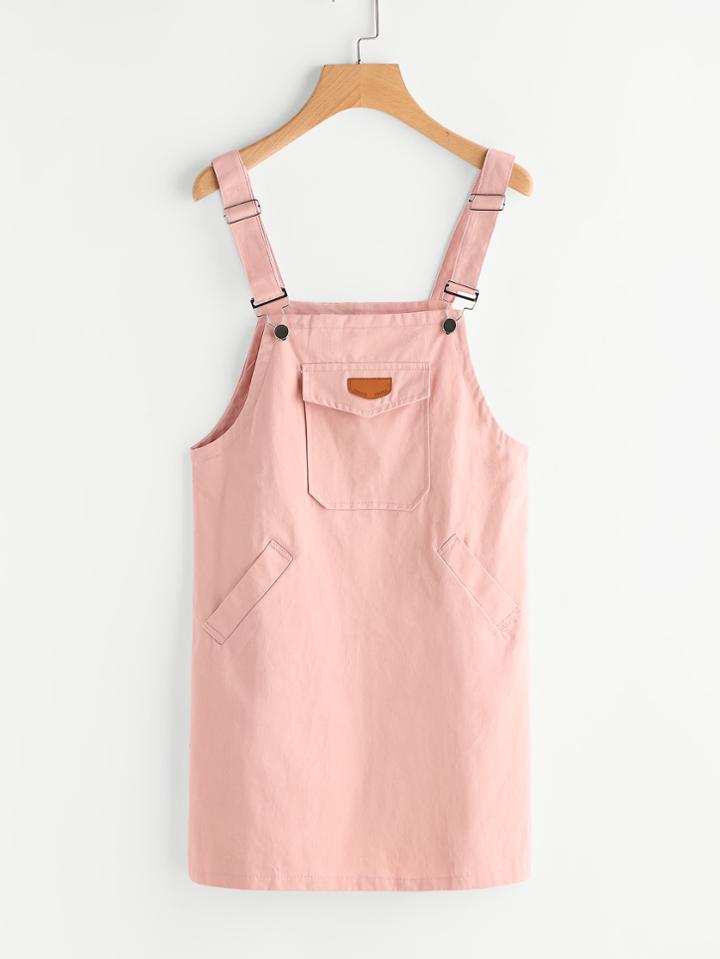 Romwe Patch Detail Pinafore Dress