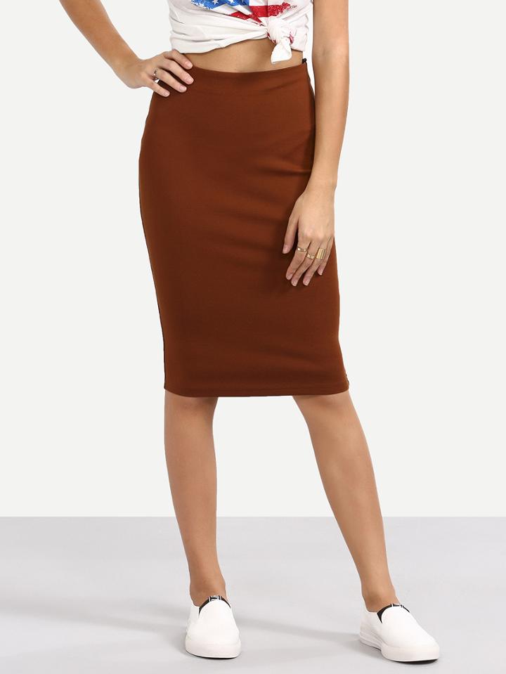 Romwe Brown Sexy Tight Short Skirt