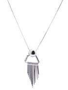 Romwe With Tassel Triangle Chain Necklace
