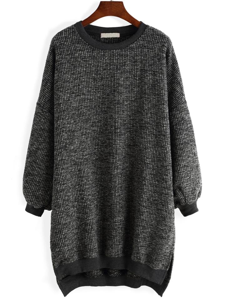 Romwe Slit High Low Tshirt Dress