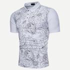 Romwe Guys Floral Print Polo Shirt